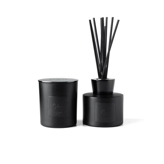 Aswad set (Candle & diffuser) (شمعة + فواحة)